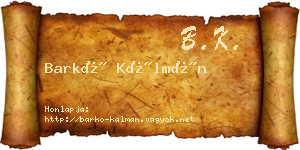 Barkó Kálmán névjegykártya